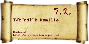Török Kamilla névjegykártya